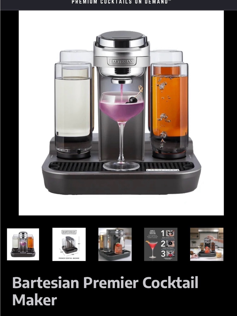 Bartesian Premier Cocktail Maker — Silver and Black
